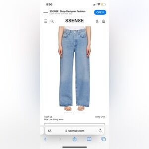 Agolde Low Slung Baggy Size 27